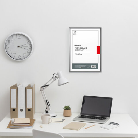 Рамка 21х30 см небьющаяся, багет 8 мм, МЕТАЛЛ, BRAUBERG "Blade", серебристая, 391385 - фото 6