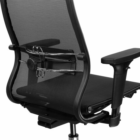 Кресло МЕТТА "ErgoLife" 10 B1-104D, хром, синхромеханизм, 2D-подлокотники, прочная сетка, черное - фото 7