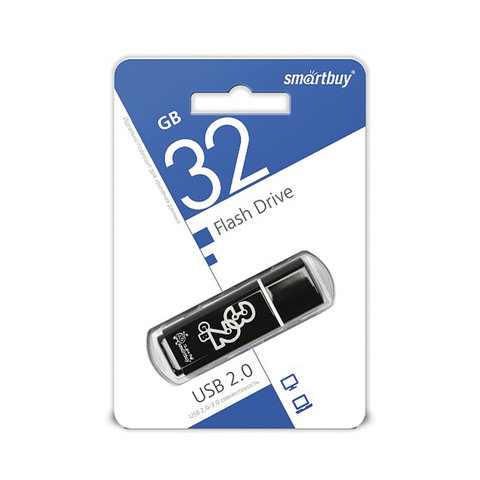 Флеш-память Smartbuy Glossy, 32Gb, USB 2.0, чер, SB32GBGS-K - фото 3