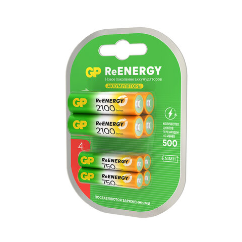 Батарейки аккумуляторные GP ReEnergy Ni-Mh НАБОР 8 шт. (ПРОМО 4+4), AA+ААА (HR6+HR03), 2000 mAh + 750 mAh, 210AAHC/75AAAHC - фото 2