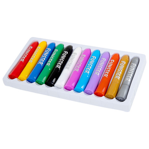 Аквагрим для лица и тела, 12 цветов (10 классических + золото + серебро), 10 трафаретов, FUNSTER (ФАНСТЕР), 192572 - фото 3