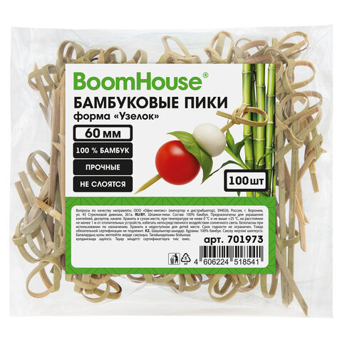 Шпажки-пики для канапе бамбуковые форма "Узелок" 6 см, 100 шт., BOOMHOUSE (БУМХАУС), 701973 - фото 2