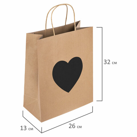 Пакет подарочный КОМПЛЕКТ 7 шт., 26x13x32 см, скретч-слой + стилус, "Heart on Kraft", ЗОЛОТАЯ СКАЗКА, 591971 - фото 6