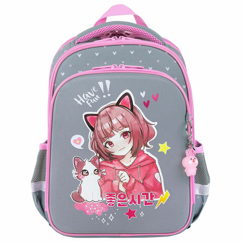 Ранец BRAUBERG QUADRO, 3 отделения, с брелком, "Anime friends", 37х28х18 см, 272022 - фото 2
