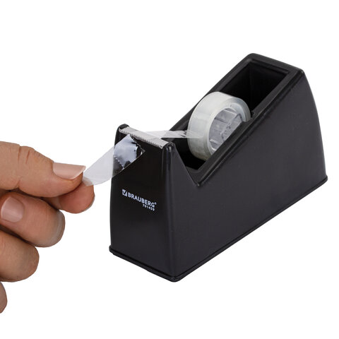 Диспенсер для клейкой ленты шириной до 26 мм, ЧЕРНЫЙ (лента в подарок!), утяжеленный большой, BRAUBERG, 701459 - фото 7