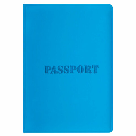Обложка для паспорта, мягкий полиуретан, "PASSPORT", голубая, STAFF, 238405 - фото 2
