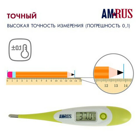 Термометр электронный медицинский AMDT-12 водонепроницаемый, AMRUS, 00-00001831 - фото 11
