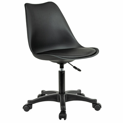 Кресло стул BRABIX "Eames MG-310 PL", пластик черный, экокожа черная, 532927 - фото 1