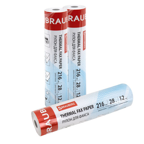 Рулон для факса, 216 мм (диаметр 45 мм, длина 28 м, втулка 12 мм), BRAUBERG, 110151 - фото 3