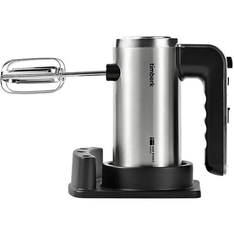 Миксер TIMBERK T-HM40S49, 550 Вт, 5 скоростей, 2 венчика, 2 крюка для теста, подставка, стальной - фото 4