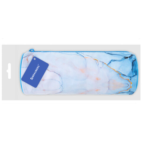 Пенал-тубус BRAUBERG, с эффектом Soft Touch, мягкий, "Blue marble", 22х8 см, 271570 - фото 6