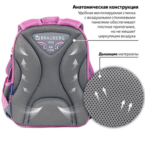 Ранец BRAUBERG QUADRO, 3 отделения, с брелком, "Anime friends", 37х28х18 см, 272022 - фото 12