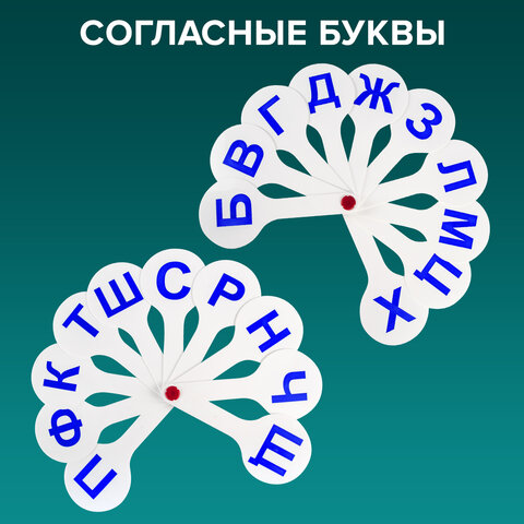 Веер-касса (гласные, согласные) ПИФАГОР, набор 2 шт., европодвес, 227393 - фото 6
