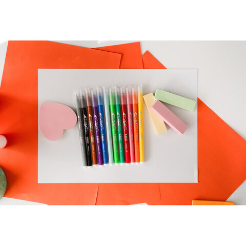Фломастеры BIC "Kid Couleur", 12 цветов, суперсмываемые, вентилируемый колпачок, европодвес, 9202932 - фото 11