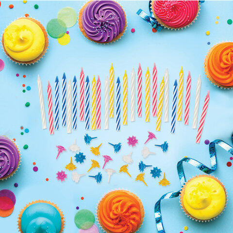 Набор свечей для торта 24 шт., 6 см, 24 держателя, ЗОЛОТАЯ СКАЗКА, в блистере, 591445 - фото 3