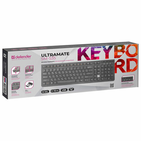 Клавиатура беспроводная DEFENDER UltraMate SM-535 RU, USB, 108 клавиш, 2,4 Ghz, черная, 45535 - фото 7