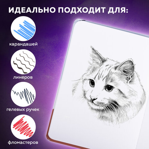 Скетчбук, белая бумага 120 г/м2 145х203 мм, 80 л., резинка, твердый, BRAUBERG ART DEBUT "Дюна", 114586 - фото 11