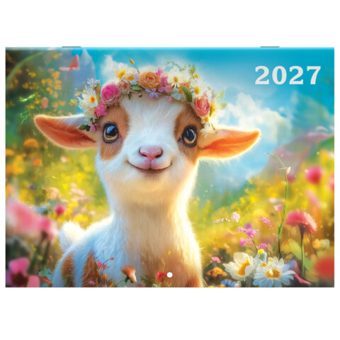 Календарь-планер настенный перекидной на 2027 г., 12 листов, 29,5х42,6 см, BRAUBERG, "Год козы", 118446 - фото 2