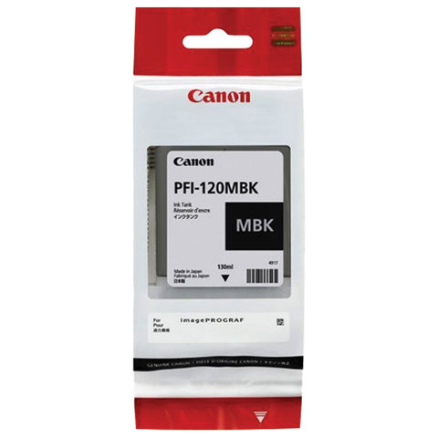 Картридж струйный CANON (PFI-120MBK) для imagePROGRAF TM-200/205/300/305, матовый черный, 130 мл, оригинальный, 2884C001 - фото 1