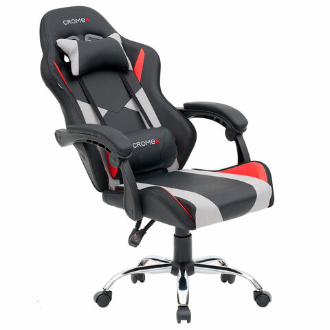Кресло компьютерное CROMEX (КРОМЕКС) "Quantum GM-155 RGB", подсветка, две подушки, экокожа, черное/красное/серое, 532955 - фото 18