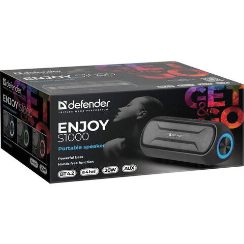 Колонка портативная DEFENDER Enjoy S1000, 2.0, 20 Вт, bluetooth, microUSB, черная, 65688 - фото 5
