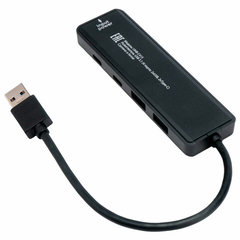 Хаб USB 3.1, 2хUSB, 2хType-C, с дополнительным питанием (Type-C), кабель USB 19 см, черный, GEMBIRD UHB-C415 - фото 2