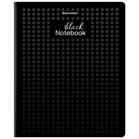 Тетрадь А5, 48 л., BRAUBERG, скоба, клетка, матовая ламинация, выборочный лак, "Black" (микс в спайке), 404375 - фото 8