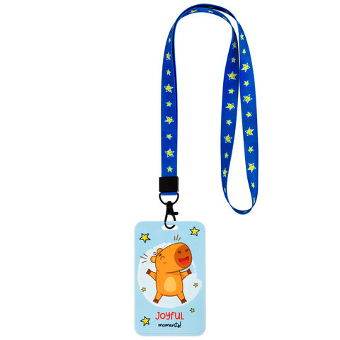 Бейдж вертикальный с 3D-печатью "Капибара" (85х54 мм), лента 45 см, СЛАЙДЕР, FUNSTER (ФАНСТЕР), 238829 - фото 1