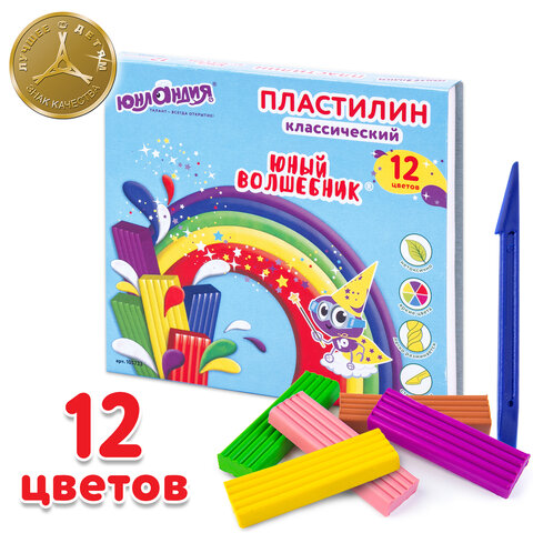 Пластилин классический ЮНЛАНДИЯ "ЮНЫЙ ВОЛШЕБНИК", 12 цветов, 240 г, СО СТЕКОМ, ВЫСШЕЕ КАЧЕСТВО, 105723 - фото 11