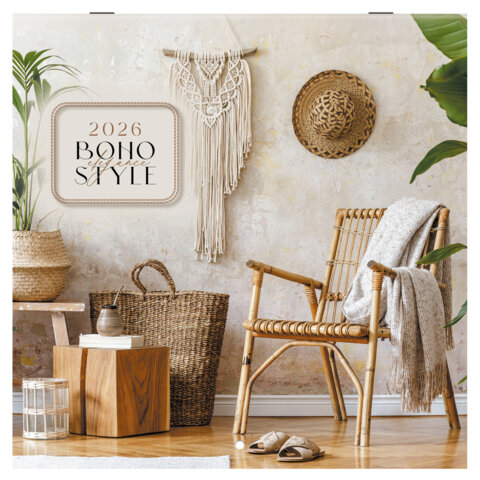 Календарь настенный перекидной 2026 г., BRAUBERG, 12 листов, 28,5х28,5 см, "Бохо", 116935 - фото 1