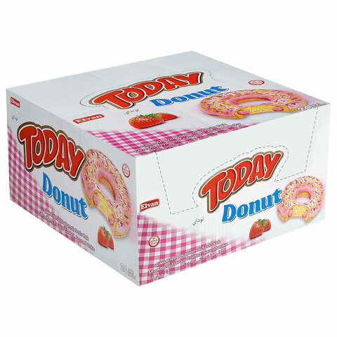Кекс TODAY "Donut", со вкусом клубники, ТУРЦИЯ, 24 штуки по 40 г в шоу-боксе, 1367 - фото 3
