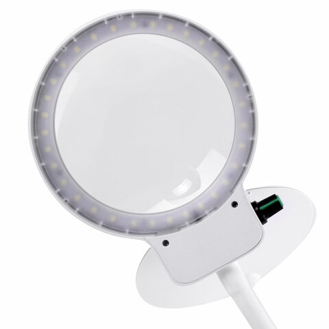 Лупа настольная с LED-ПОДСВЕТКОЙ, диаметр 110 мм, увеличение 3, корпус белый, BRAUBERG, 455930 - фото 4