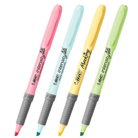 Набор текстовыделителей BIC "Grip Pastel" 4 шт., АССОРТИ, линия 1,6-4 мм, 964859 - фото 1