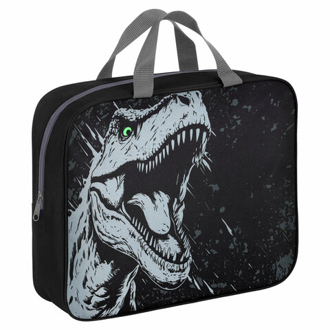 Папка на молнии с ручками BRAUBERG А4, 1 отделение, полиэстер, 80 мм, "Scary dino", 273308 - фото 1