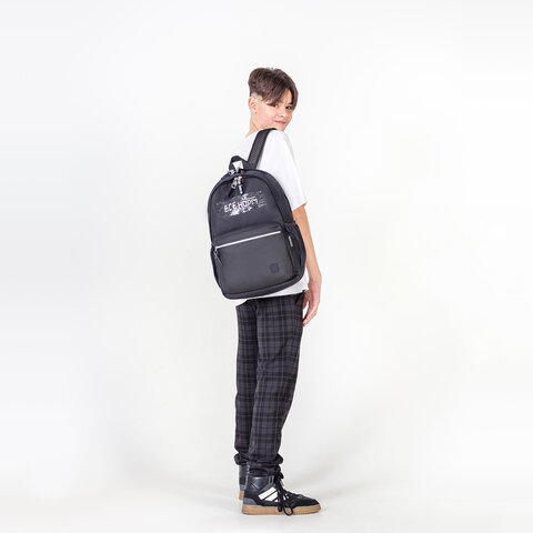 Рюкзак BRAUBERG FASHION CITY универсальный, 2 отделения, Norm, черный, 46х31х15 см, 272573 - фото 12