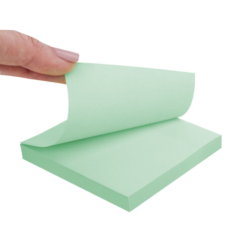 Блок самоклеящийся (стикеры) STAFF STANDARD, ПАСТЕЛЬНЫЙ 76х76 мм, зеленый, 100 листов, 116575 - фото 4