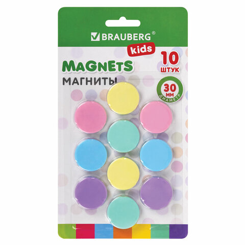 Магниты 30 мм, НАБОР 10 шт., "MACAROONS", BRAUBERG KIDS, блистер, 272521 - фото 1