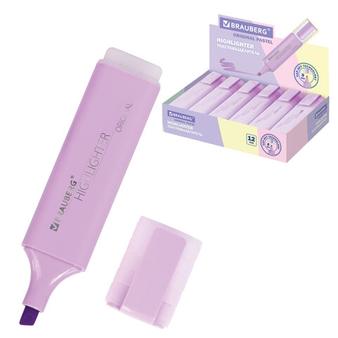 Текстовыделитель BRAUBERG "ORIGINAL PASTEL", ЛАВАНДОВЫЙ, линия 1-5 мм, 151695 - фото 1
