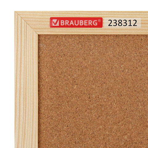 Доска пробковая для объявлений 90х120 см, деревянная рамка, BRAUBERG Wood, 238312 - фото 4