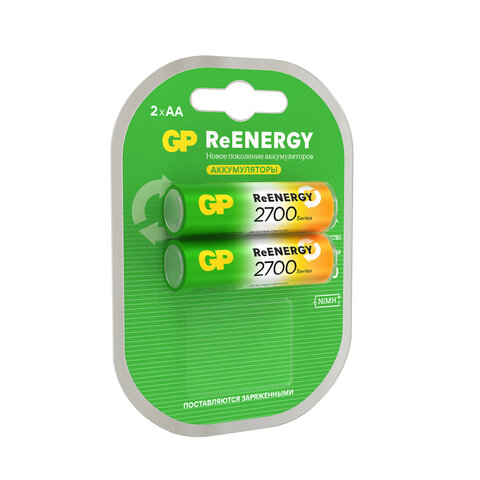 Батарейки аккумуляторные GP ReEnergy Ni-Mh пальчиковые КОМПЛЕКТ 2 шт., АА (HR6), 2600 mAh, 270AAHCRGY, 270AAHCRGY-2CR - фото 3