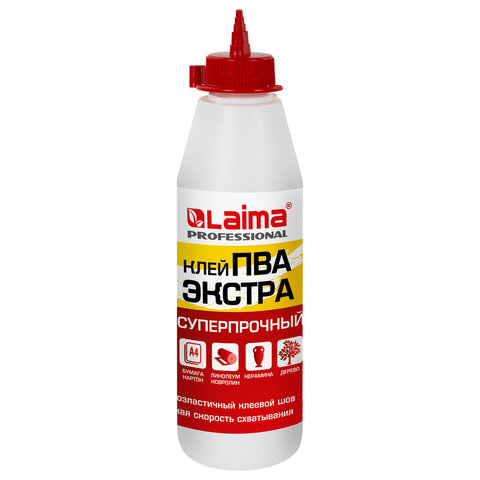 Клей ПВА Экстра Суперпрочный 0,5 кг (керамика, ткань, кожа, дерево, бумага, картон), LAIMA, 606430 - фото 1