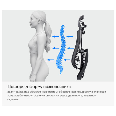 Кресло МЕТТА "YOGA" Y 4DF B2-5D, адаптивная спинка, 3D-подголовник, сверхпрочная сетка, черное - фото 30