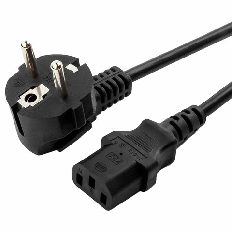 Кабель питания 1,8 м, CABLEXPERT, Schuko-C13, 3x0,5 мм2, 6 A, с заземлением, черный, PC-186 - фото 1