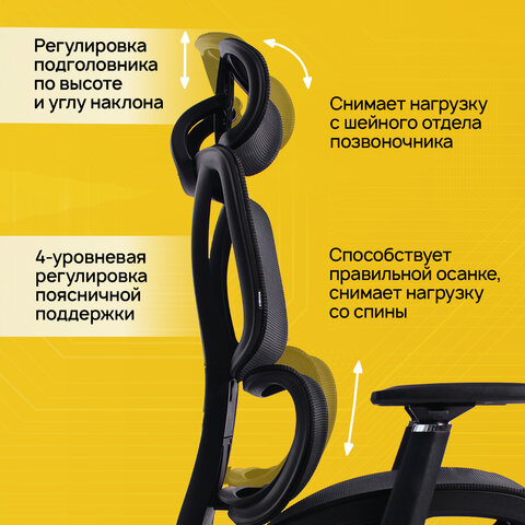Кресло BRABIX PREMIUM "Evolution ER-700", подножка, слайдер, синхромеханизм, сетка, черное, 532947 - фото 12