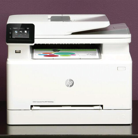 МФУ лазерное ЦВЕТНОЕ HP Color LaserJet Pro M283fdn "4 в 1", 21 стр./мин., 40000 стр./месяц, ДУПЛЕКС, сетевая карта, 7KW74A - фото 2
