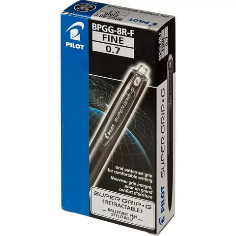 Ручка шариковая автоматическая с грипом PILOT Super Grip G, ЧЕРНАЯ, линия 0,22 мм, BPGG-8R-F B - фото 3