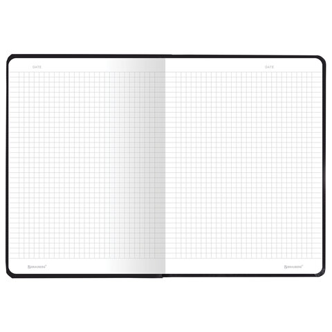 Блокнот с резинкой в клетку 96 л., А5 145х203 мм, твердая обложка, BRAUBERG, "Minimal", чёрный, 115532 - фото 5