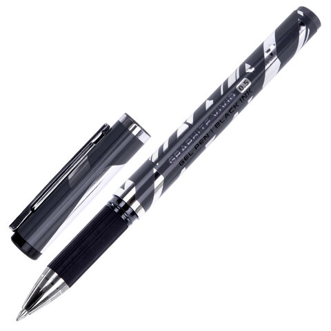 Ручка гелевая с грипом BRAUBERG "GRAPHITE VIVID", ЧЕРНАЯ, пишущий узел 0,5 мм, линия письма 0,35 мм, 144542 - фото 1