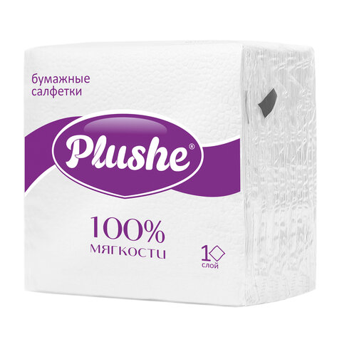 Салфетки бумажные 90 штук, 22,5х22,5 см, PLUSHE (Плюше) Light, белые, 100% целлюлоза, 2774 - фото 3