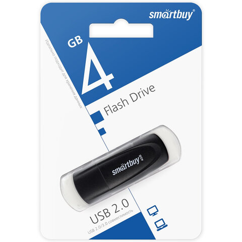Флеш-диск 4 GB SMARTBUY Scout USB 2.0, черный, SB004GB2SCK - фото 4